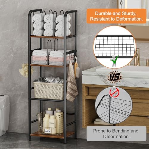 Snughome Towel Rack Free Standing 4-Tier M-Shaped Detachable Dividers, Metal Towel Storage Shelf for Bathroom, Pool Towel Rack Holder, Space-Saving Storage Organizer, Modern Bath Towel Storage Holder - Image 4
