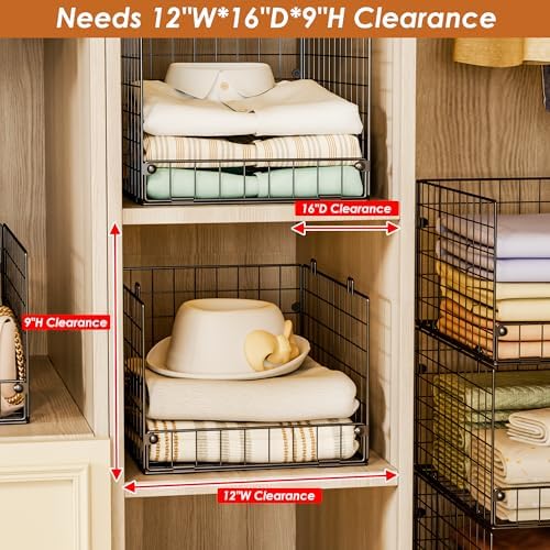 4-Tier Stackable Closet Organizers and Storage Shelves, Foldable Closet Shelf Organizer System, Stackable Storage Bins Drawers for Closet Organizer System, Black(Patent 30022416, 15.7"x11.8"x34.64") - Image 4