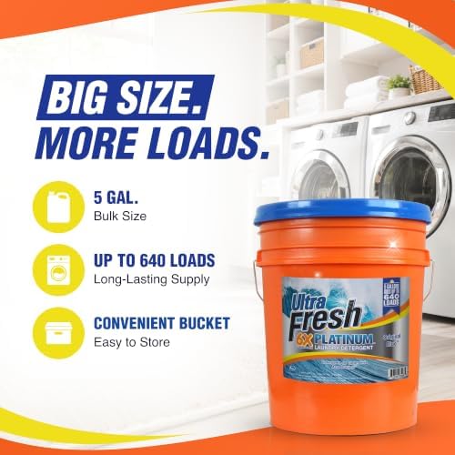 Ultra Fresh 6X Platinum 5 Gallon Liquid Laundry Detergent, Concentrated Laundry Soap with Deep Cleaning Power for Washing Machine, Original Blue - Image 2
