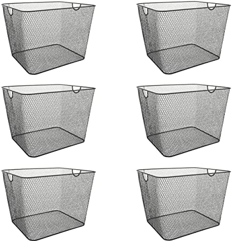 YBM Home Kitchen Pantry Organizer Wire Baskets for Shelves, Cabinets, Pantry, Countertop, Mesh Open Storage Bin Metal Basket for Organizing Food Supplies, 6 Pack by YBMHome