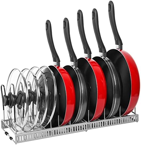 ROOHUA Pot and Pan Lid Organizer Rack for Under Cabinet, Grey by ROOHUA
