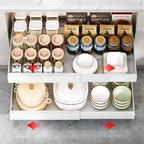 2PCS Expandable Pull Out Cabinet Organizer pots and pans organizer under cabinet Upgrade 3 Slide Rails Slide Out Drawers Roll Out Shelves Adhesive,Adjustable Width - Image 3