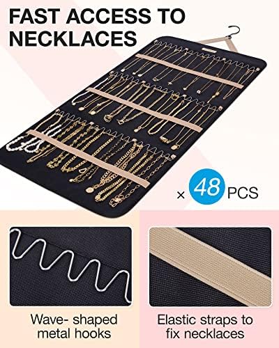 BAGSMART Hanging Jewelry Organizer Necklace/Earring/Ring 2-Sided XL Black - Image 2