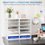 Mail Sorter for Desk, Countertop Literature Organizer, Student Mailbox for Classroom, Desktop Bill Paper Holder Rack for Office Home School, 12 Compartments, White - Image 2