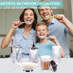 Clear Bathroom Accessories, Round Thick Glass & Metal Pump - Image 2
