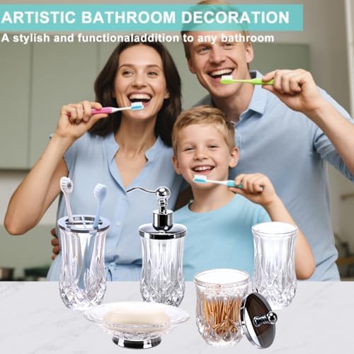 Clear Bathroom Accessories, Round Thick Glass & Metal Pump - Image 2