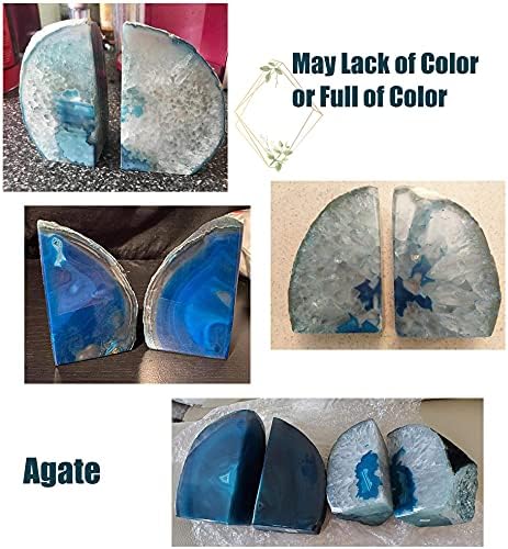 Teal Agate Bookends Heavy Duty Geode Stone Book End Holders Decorative - Image 7