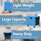 FELICON SELORSS Foldable Utility Cart Portable Rolling Crate-Light Blue - Image 3