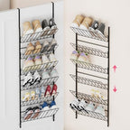 SWTYMIKI Over the Door Shoe Organizer - Adjustable 6 Tier Hanging Shoe Rack Organizer, Metal Heavy Duty Behind Door Storage or Wall Mount Shoes Shelf for Flats, Heels, Sneakers, Boots by SwtyMiki-TidyHomeSweetLife