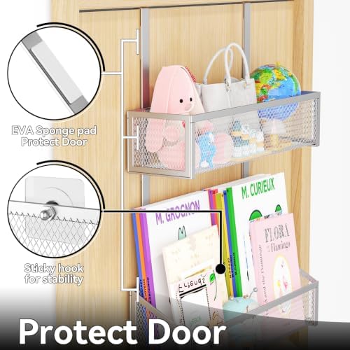 Kaiferty Over The Door Hooks Organizer, Coat Rack Over The Door Storage Hanger Towel Rack, Back of Door Storage Organizer for Bathroom,Bedroom,Kitchen,Office (Silver, 3-Tier) - Image 3