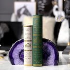 AMOYSTONE Purple Agate Bookends Durable Crystal Book Ends for Study Shelves - Image 4