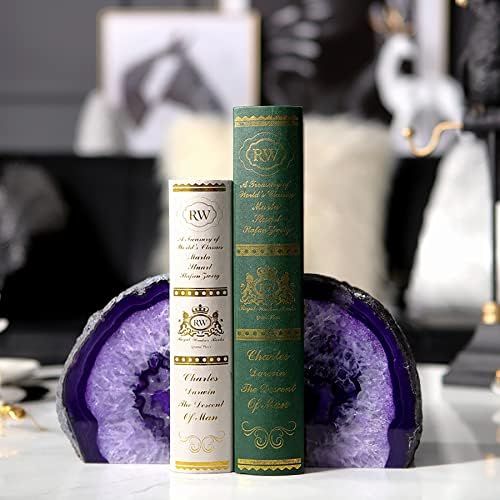 AMOYSTONE Purple Agate Bookends, Durable Crystal Book Ends for Office Decor - Image 4