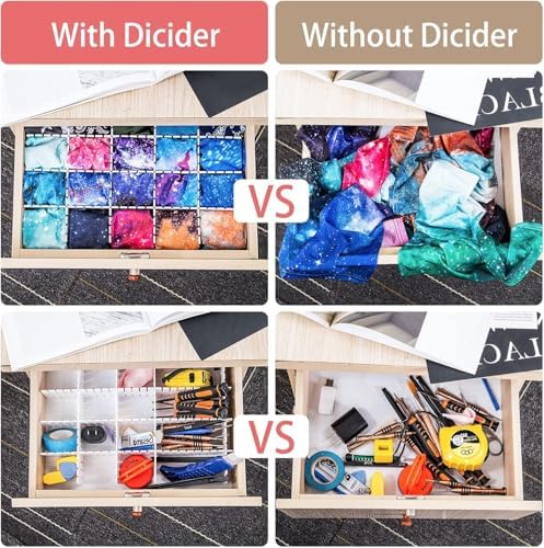 85Pcs Drawer Dividers, Adjustable Drawer Organiser, Cut at Will for Tidying Clutter Clothes, Socks, Makeup, Dresser, Kitchen White - Image 4