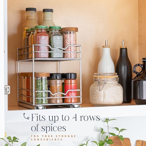 Pull Out Spice Rack for Cabinet, Spice Organizer 8-1/2"W x10-3/8"D x8-7/8"H - Image 2