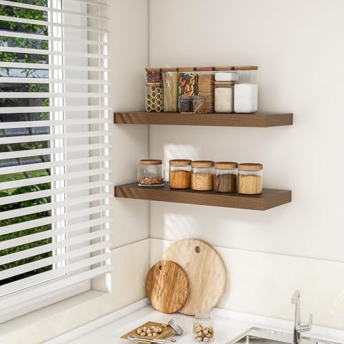 RICHFOCUS Bathroom Floating Shelves for Wall 2Pack|Walnut|32" L - Image 4