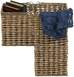 Household Essentials Handwoven Seagrass and Corn Husk Wicker Stair Basket with Iron Frame and Handles, Natural - Image 5