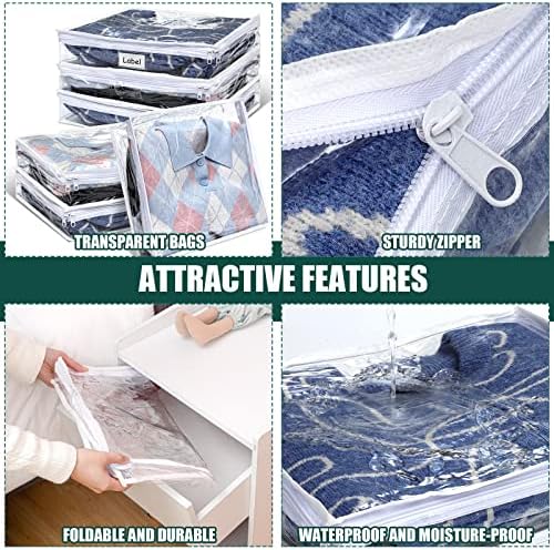 Hoolerry 6 Pcs Clear Plastic Clothes Storage Bags, 15.7 x 13.7 x 3.9 Inch - Image 3