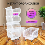 Small Stackable Storage Bins Open Front with Wheels, 4 Pack - Clear - Image 2
