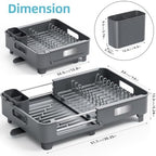 TOOLF Extendable Dish Drying Rack for Small Kitchen Counter, Gray - Image 2