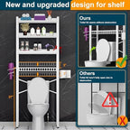 Over The Toilet Storage Cabinet,4 Tier Bathroom Organizer and Storage With Adjustable Shelf Waterproof Feet Pad and Basket Multifunctional Space Saver Freestanding Bathroom Shelves With Dividers White - Image 3
