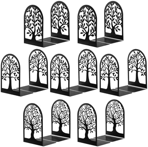 HappyHapi 7 Pair Book Ends, Metal Bookends for Shelves, Decorative Bookends by Happyhapi
