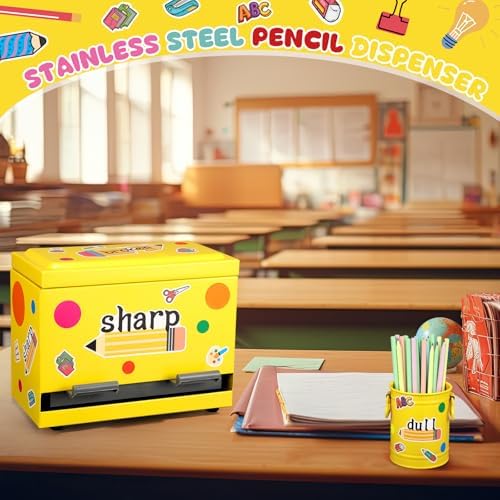 Mifoci 8 Pcs Pencil Dispenser for Classroom Stainless Steel, Yellow - Image 6