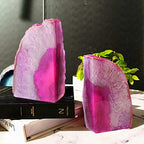 JIC Gem Dyed Pink Agate Geode Bookends Decorative for Shelves to Hold Books - Image 4