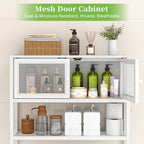 ThreeHio Over the Toilet Storage Cabinet with Doors, Bathroom Organizer Shelf Above Toilet, Bathroom Storage Cabinet Over Toilet, Freestanding Space Saver Metal Shelves for Small Space, White - Image 5