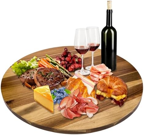 20'' Acacia Wooden Lazy Susan for Table Top,Large Lazy Susan for Dining Table,Table Turntable Storage,Extra Large Lazy Susans Organizer with Durable,Turning Turntable for Cabinet,Countertop or Pantry by Unknown