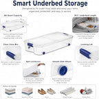 66 Qt Under Bed Storage Container, Wheeled Clear Latching Lid(2-Pack) - Image 3