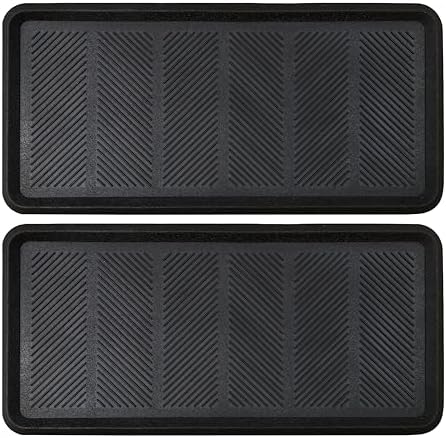 Rubber Boot Tray - 2 Pack Black 16x32 inch Waterproof Shoe Tray by Unknown