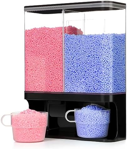 Laundry Scent Boosters Beads Dispenser, Conwomin Wall Mounted Laundry Detergent Dispenser with 2 Cups for Laundry Beads, Rice, Beans, Stain Remover Powder, Black(105 oz) by Conwomin