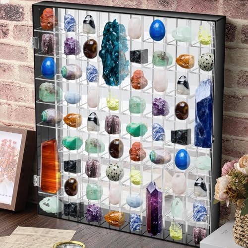 Cinnvoice Rock Display Case 72 Grids,Black Border,Square - Image 4