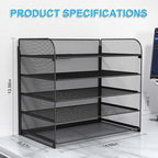A4/Legal/Letter Size，5 Tier Mesh Letter Tray File Organizer,15.2 x 9.5 x 13.4 inches,Office File Folder Holder,Space Saving,Black - Image 4