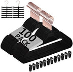 VECELO Premium Velvet Clothes Hangers Suit Heavy Duty (100 Pack)-Non Slip & Space-Saving with 12 Finger Clips & 2Tie Rack Excellent for Men and Women,Black by VECELO