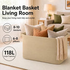 OIASKET 118L Extra Large Blanket Basket Living Room, 24.8"x17.7"x16.2" - Image 2