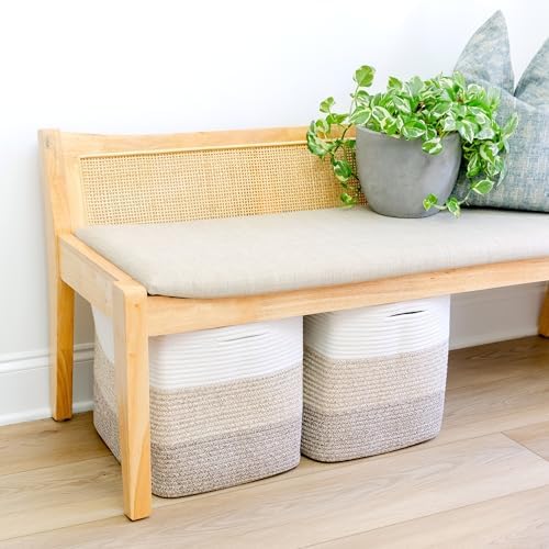 NaturalCozy 13 Inch Cube Storage Bins Cotton Rope Woven Baskets for Organizing 3-Pack | 13 x 13 Storage Cubes | Fabric Square Storage Baskets for Shelves Organizer, Kids Toy Bins, Closet Baby Nursery - Image 5