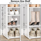 HOOBRO 8 Tiers Vertical Shoe Rack, Wooden Shoe Storage Organizer with Hooks, Narrow Shoe Tower for 8 Pairs, Space Saving, for Entryway, Living Room, Bedroom, White WT07XJ01G1 - Image 6
