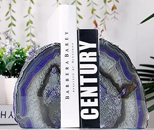 JIC Gem Purple Agate Geode Bookends Heavy Duty Crystal Stone Book Holders - Image 3