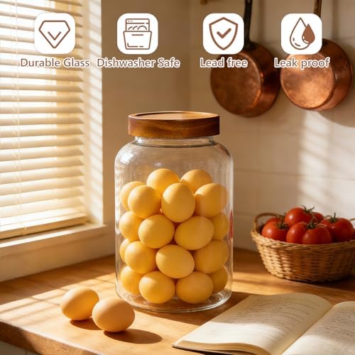 KEYWING 1 Gallon Glass Jars w/Acacia Lids for Flour & Rice Containers 2Pcs - Image 4