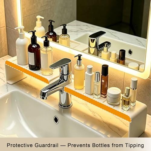 Vertical Faucet Storage Rack, Over the Sink Shelf, Black, 19.6in/50cm - Image 4