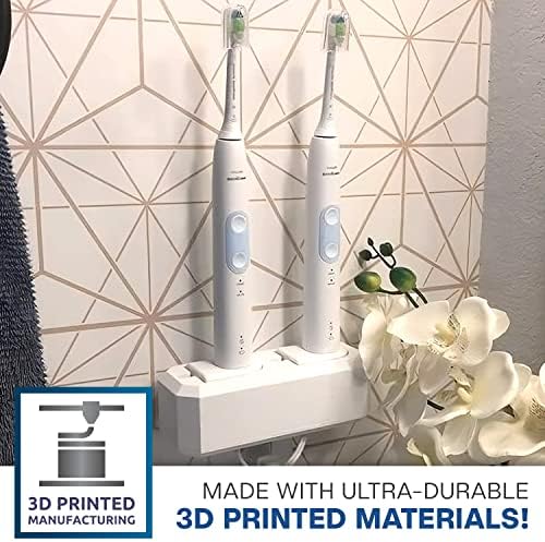 Electric Toothbrush Holder, Wall Mount, Compatible with Sonicare Holds 2 Chargers, Mounts on Double Duplex Outlet ONLY. (Charger/Brushes NOT Included), White-PS2C-DSDV - Image 4