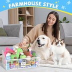 Kaiferty Indestructible Dog Toy basket, Medium Toy Box for Dogs,Pet Toy Bin Dog Metal Basket for Toys, Dog Toy Storage, Dog Storage Organizer,Dog Toy Box for Living Room Area (White) - Image 6