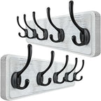 WEBI Coat Rack Wall Mounted,Coat Hooks Wall Mount,16" Hole to Hole,Large Coat Hanger Wall,5 Hooks for Hanging Coats,Hats,Jacket,Clothes,Entryway,Black/White,2 Packs by WEBI