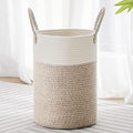 VIPOSCO 30L Small Woven Laundry Basket Hamper, White Brown by VIPOSCO