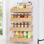 Mystozer Magnetic Spice Rack for Refrigerator Woodgrain, 4 Pack by Mystozer