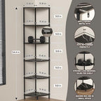 6 Tier Corner Book Shelf, 54.4", Marble Black - Image 3