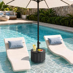 Umbrella Side Table with Hole, Weighted Umbrella Base, Black - Image 5