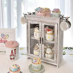 Ikee Design Wooden Countertop Storage Cabinet. Customizable Organizer with Adjustable Shelves, Glass Window Door and Removable Metal Hook. Perfect for Kitchen, Vanity, or Bathroom. Antique White - Image 2