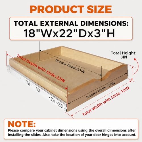 Pull Out Drawers for Cabinet Wood 18" W x 22" D Slide Out Organizer - Image 2